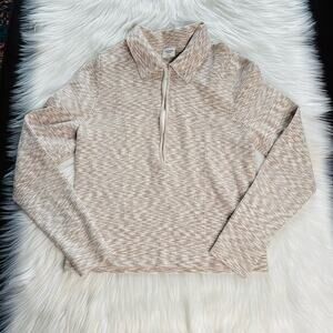 Abercrombie Tan and White 1/2 Zip Cropped Sweater